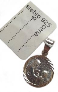 Medalik srebrny komunijny Pamiątka Pierwszej Komunii Świętej